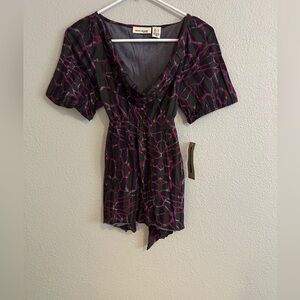 DKNY Black and Purple y2k Blouse